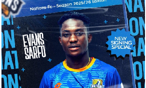 Attacker Evans Sarfo signs for Nations FC