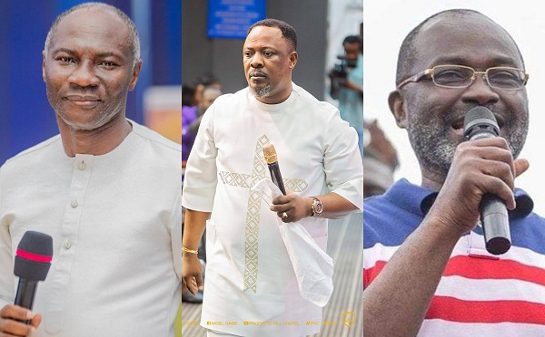 Prophet Badu Kobi (L) claims he held hands with Nigel Gaisie (M) to work against Ken Agyapong (R)