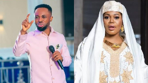 Prophet Fire Oja (L) says Mzbel (R) should stop telling lies about him