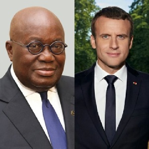 President Nana Addo Dankwa Akufo-Addo(L) and  President of France,Emmanuel Macron (R)
