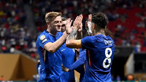 Chelsea players celebrating their victory over Los Angeles FC