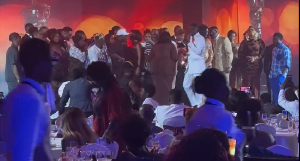 Celebrities on stage in tribute of the three personalities