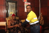 Derrick Boateng with Okumahene Oseadeeyo Dr. Frimpong Manso IV