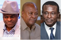 Martin Kpebu (L) has cautioned John Dramani Mahama (M) against interfering in cases of Agyebeng (R)