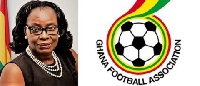 Attorney General, Gloria Akuffo with the GFA logo