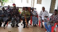 Naa Baburonuou Amadu Hassan, spokesperson for Jirapa Traditional Council flanked by the chiefs