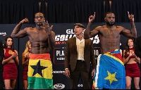 Michael Boapeah clothed in Ghana flag