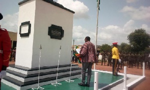 Picture shows Mr Siaka laying the wreath on behalf of government