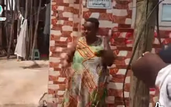 A screengrab of the woman who refused eviction