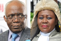 Renowned Nigerian lawyer Femi Falana (left) represented ex-CJ Gertrude Torkornoo at the ECOWAS Court