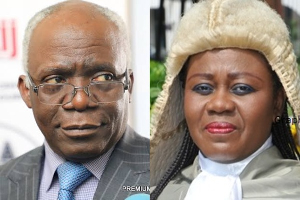 Renowned Nigerian lawyer Femi Falana (left) represented ex-CJ Gertrude Torkornoo at the ECOWAS Court Renowned Nigerian lawyer Femi Falana (left) represented ex-CJ Gertrude Torkornoo at the ECOWAS Court