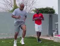 Andre Ayew (L) and Mubarak Wakaso (R) were training together