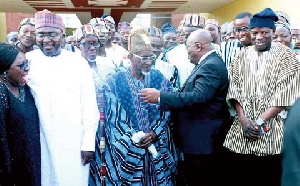 President Akufo-Addo interacting with Yabonwura Tutumba Boresa I (3rd left)