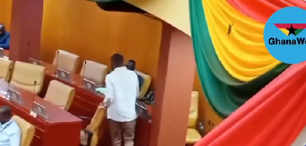 Ernest Yaw Kumi exiting Parliament