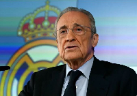 Real Madrid President Florentino Perez talks to media at Real Madrid Sports City in Valdebebas