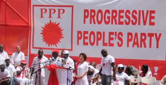 PPP party bigwigs at a rally.     File photo.