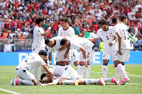 Players of Egypt celebrating their goal
