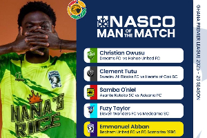 Emmanuel Abban  scored a brace against FC Samartex