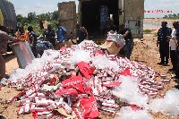The cigarettes were destroyed at a dumping site in Kumasi