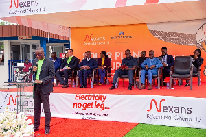 CEO of Nexans Kabelmetal Ghana Ltd, Alexander Quarcoopome speaking at the event
