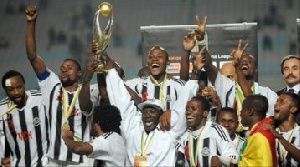 TP Mazembe  after lifting the African Champions league trophy