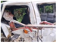 The mangled vehicle involved in the accident