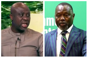 Isaac Boamah Nyarko (L) is demanding an update on ORAL cases from Dr Dominic Ayine