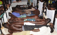 Congested inmates in one of Ghana's prisons
