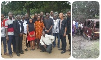 Members of the presidential press corps including some of the victims. [R] The accident vehicle