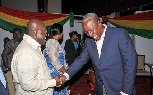 President Mahama (right) in handshake with Akufo-Addo