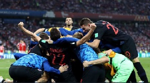 Croatia players celebrate their qualification to the semis