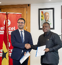 CEO of Telecel Group, Moh Damush and Minister of Communications, Sam George