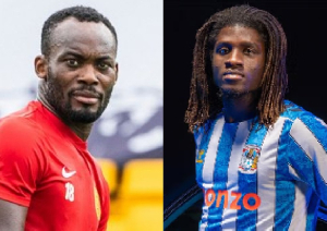Legendary Ghanaian midfielder Michael Essien and youngster Caleb Yirenkyi Legendary Ghanaian midfielder Michael Essien and youngster Caleb Yirenkyi