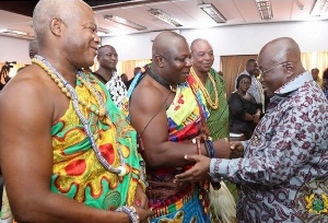 President Akufo-Addo exchanging pleasantries with Togbega Fiti V