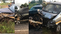 The four cars involved in the crash at Gomoa Okyereko