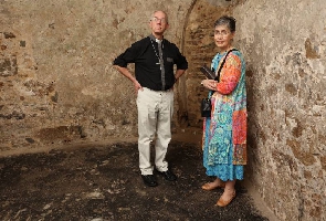 Archbishop of Canterbury Justin Welby and his wife in Cape Coast Castle dungeon