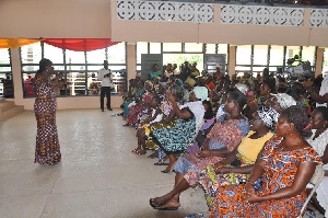 Ghana's 2nd Lady, Mrs. Matilda Amissah-Arthur interacting with some women in Jomoro