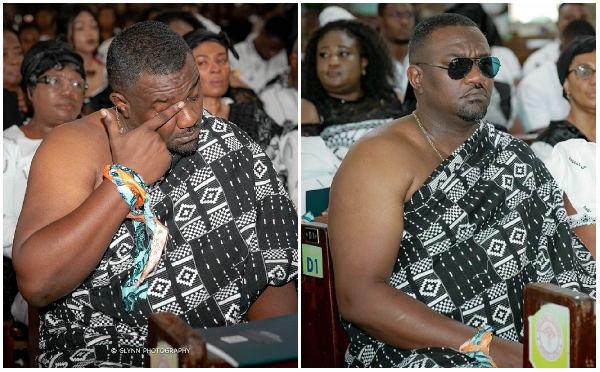 John Dumelo captured in grief at his father's funeral