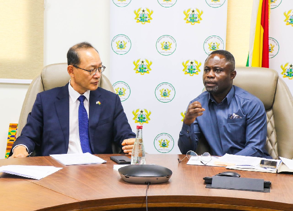 Health Minister Kwabena Mintah Akandoh interacting with the Korean Ambassador to Ghana