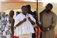 Dr Clemence Gyato (In white) speaking at a function