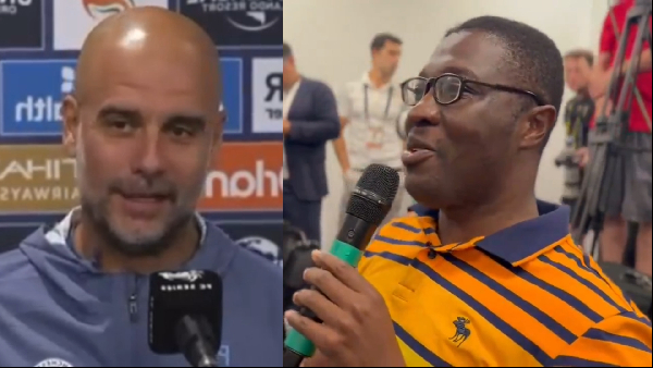 Watch Pep Guardiola’s funny answer to Atta Poku’s questions at Man City