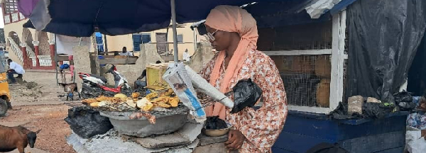 Fauzia Ali selling roasted plantains