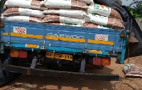 The truck loaded with fertilizers