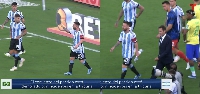 Lionel Messi led Argentina players as they walk off the pitch