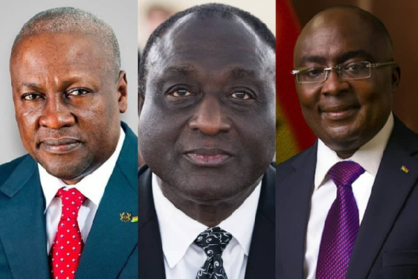 Left to right: Former President Mahama, Alan Kyerematen and Vice President Dr Mahamudu Bawumia