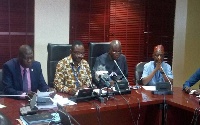 Section of the Minority caucus at a press briefing