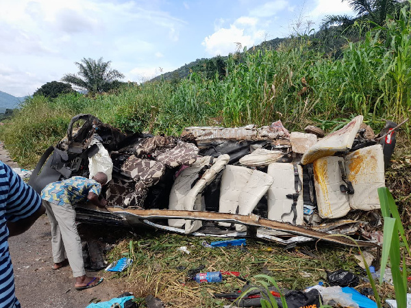 One of the damaged cars that was involved in the accident