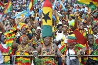 Some Ghanaians in apparels made from Ghana colours