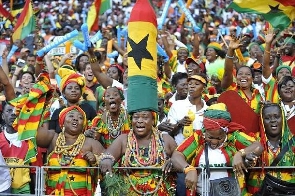 Some Ghanaians in apparels made from Ghana colours