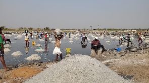 Some workers harvesting salt from the Electrochem enclave